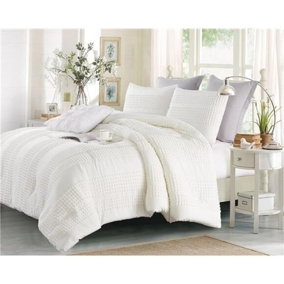 King Size Comforter Set;White Comforter Boho Tufted Lightweight  Bedding Sets - Picture 9 of 14